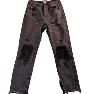 Princess Polly Size 6 Erissa Zip Cuff Distressed High Rise Jeans Grunge Street